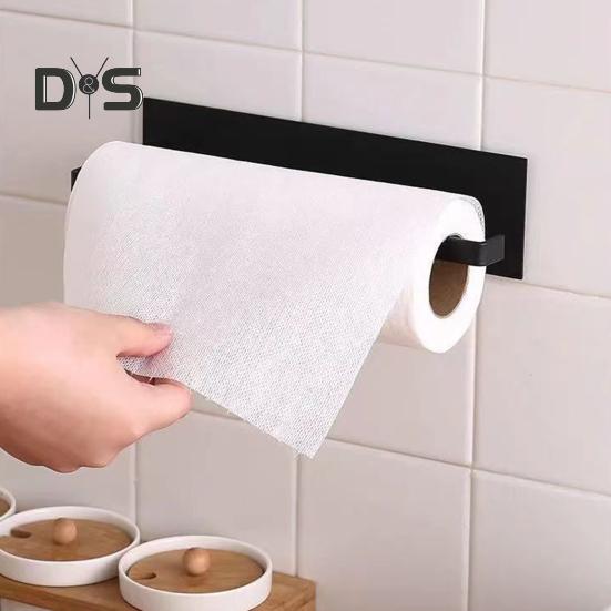 Metal Roll Paper Holder Heavy Duty Self-adhesive Waterproof Bathroom Kitchen Wall Mount Toilet Paper Towel Tissue Dispenser Storage Rack