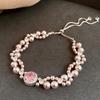 Korean sweet zircon geometric double-layer splicing pearl bracelet bracelet fashion exquisite jewelry women