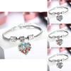 Family Members Inlaid Colorful Rhinestone Love Heart Bracelet Gift For Family**