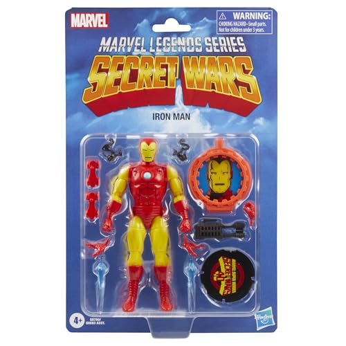 Hasbro Marvel Legends Series Iron Man, Avengers Retro Marvel Comics Secret Wars Collectible 6-Inch Action Figure with Shield (G0780) Authentic
