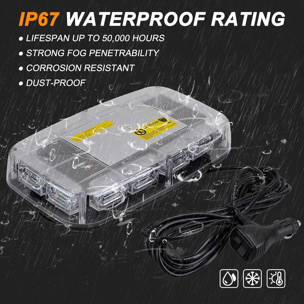ASPL [Upgraded 5] 48LED Roof Top Strobe Lights, High Visibility Emergency Safety Warning LED Mini Strobe Light Bar with Magnetic Base for 12-24V Snow