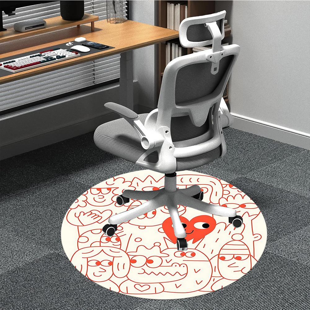 

1pc Heart Characters Office Round Area Rug, Indoor Mat Suitable ForOffice, Under Office Chairs Bedroom Living Room Home Decor, Room Decot123 80cm by 80cm