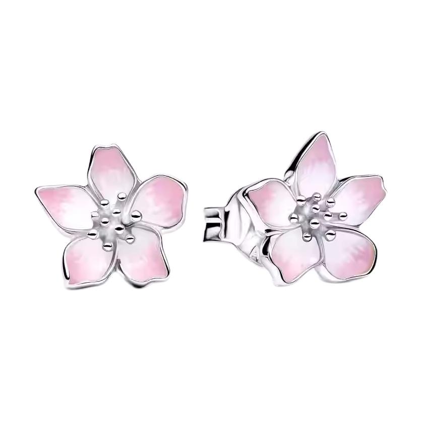 Pandora Sakura Romance 925 Silver Earrings Women earrings Pink 294370C01 Box
