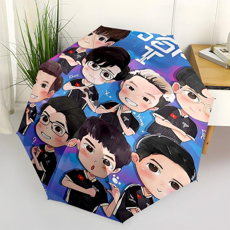 

1pc Outdoor Umbrella with SGPT Characters - Automatic Opening/Closing, Portable Tri-Fold Design, 8-Rib Iron Frame, Perfect Gift for Fans, Travele