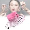 Collection Cosmetic Brush 22 Pack Pink Makeup Bag Contouring Eyebrow Grooming