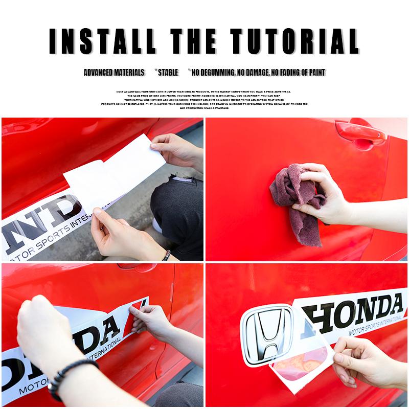 2 Large Size Car Stickers Auto Door Decoration Decal Accessories For Honda Civic Accord Fit Jazz Pilot CRV Odyssey Passport City BI2