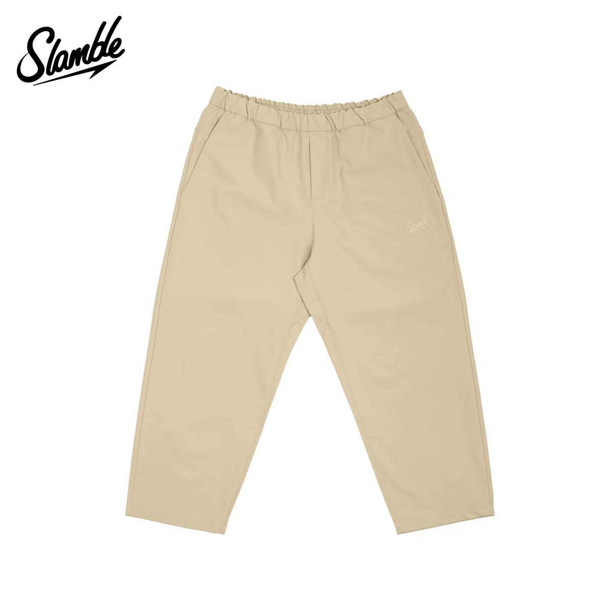 Slamble Fitness Loose Letters Pure Color Cropped Pants M хаки