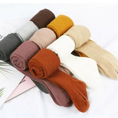 Toptan Bebek Külotlu Çorap Sıcak Bebek Yürümeye Başlayan Çocuk Kız Nervürlü Çorap Pamuklu Sıcak Külotlu Çorap Düz Şeker Rengi Sıkı 0-5 Yaş