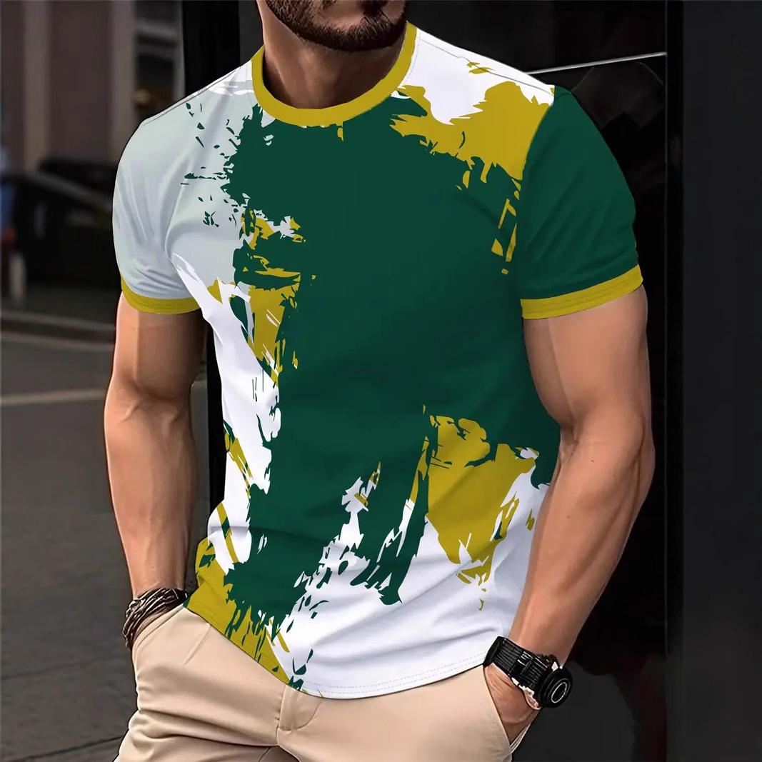 

Летняя мода Спортивные мужские футболки 3D геометрический принт Свободные Удобные Повседневные с круглым вырезом Размер Футболки с коротким рукавом 5XL