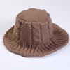Women Winter Cable Knit Bucket Hat Twist Pattern Solid Color Warm Fisherman Cap HOM