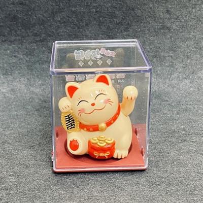 Beauty Welcome Cartoon Fortune Cat Statue Adding Vitality Light Energy Lucky Figurine for Desktop