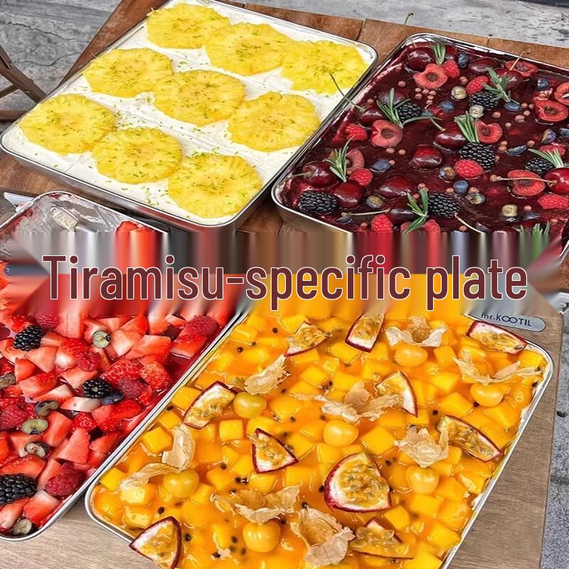 Molde rectangular de acero inoxidable para hornear Tiramisú