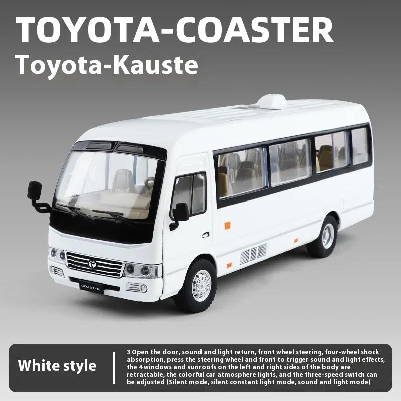 1/24 Toyota Coaster Medium Business Bus Alloy Diecast Model Car Simulation Boutique Bookcase Decoration Trendy Ornament Gift Boy