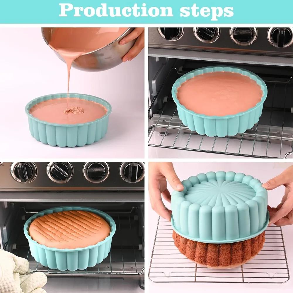 Charlotte Cake Pan,8 Inch Round Cake Pan,Nonstick Silicone Cake Molds for Chocolate Cake,Strawberry Shortcake,Brownie Tart Pie