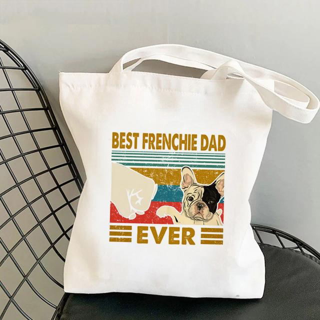 Frenchie French Bulldog Print Reusable Women Shopping Tote Bag Women Shoulder Bag Students Teacher Book Bag Travel Storage Bags