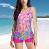 Ladies' Sexy Swimsuit With Suspender And Printed Two-piece Swimsuit Set