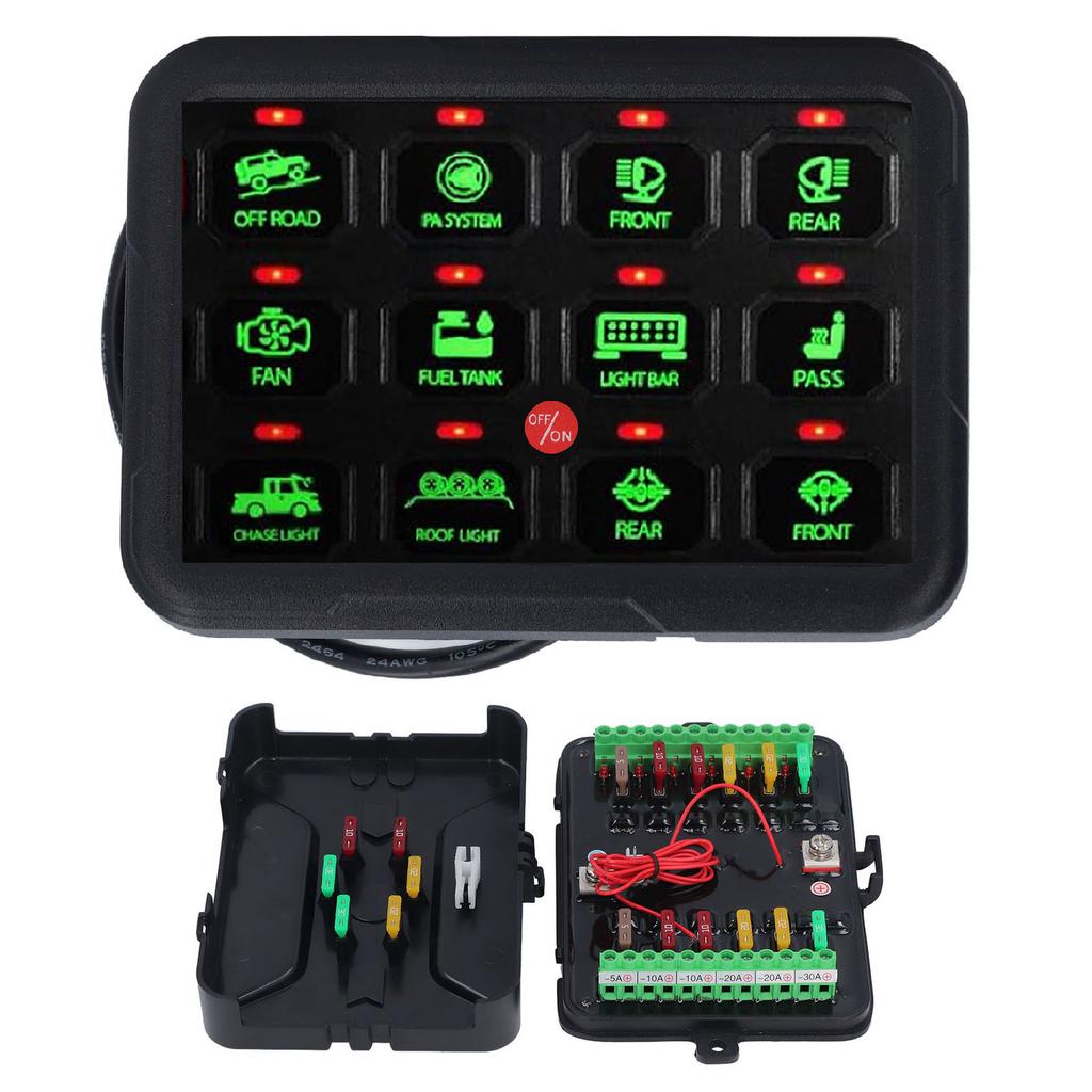 12 Gang Switch Panel Auto Dimmable RGB Circuit Control Relay System for Car Ship LED Light Fan
