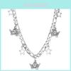Elegant Silver Geometric Star And Wing Necklace For Fashionable Womens Jewelry Collection