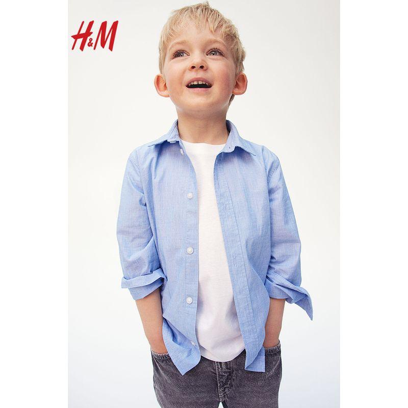 

HM Детская одежда Рубашка для мальчиков Летняя с длинным рукавом Хлопковая тканая Отложной воротник Тонкое пальто Рубашка для кондиционирования воздуха Топы 1209140