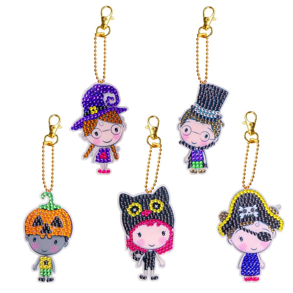 

5 шт. Брелки с алмазной росписью Двусторонние брелоки для ключей (Мультфильм) Горячие