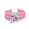1Pc Demon Hunters KPOP Cartoon Time Gem Bracelet, Leather Braided Blue Multi Layer