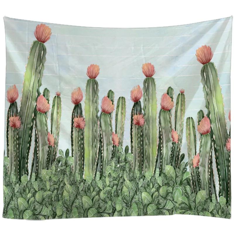 Cactus Decor Tapestry Watercolor Printed Wall Hanging Bedroom Living Room Dorm Tapestry Beach ThrowTable RunnerCloth