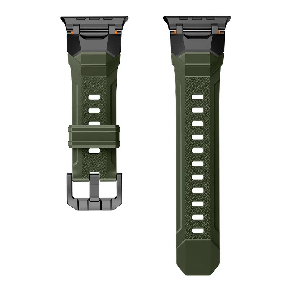 Rubber Sports Band for Apple Watch Ultra 3/2 49mm Titanium Color Sports Bracelet for iWatch Series 11 10 46mm 9 8 7 6 se 44 45mm