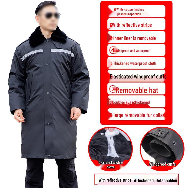 Men s Winter Reflective Hooded Padded Work Overcoat 175