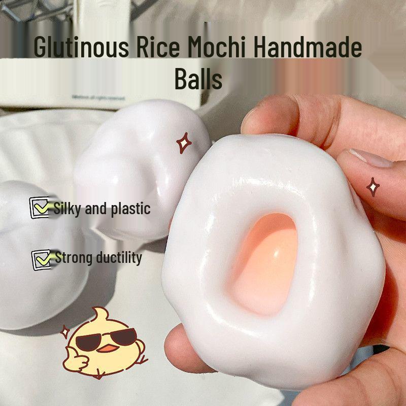 Glutinous Rice Mochi Pinch Hand-Made Stress Ball – Jiggly, Sticky, and Noisy Decompression Toy