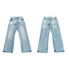 GLYDE American Casual Distressed Patchwork Printting Denim Pants Minimalist Streetwear Trousers