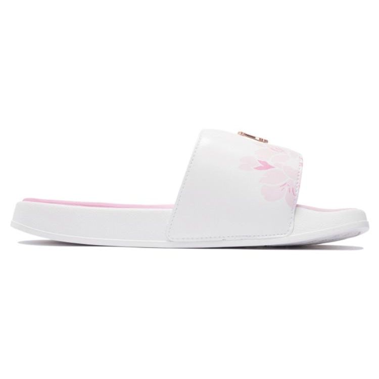 Li Ning LN Slipper Trendy Cherry Blossom Special Edition Silent Slide Sandals Women Slippers White AGAS022-2