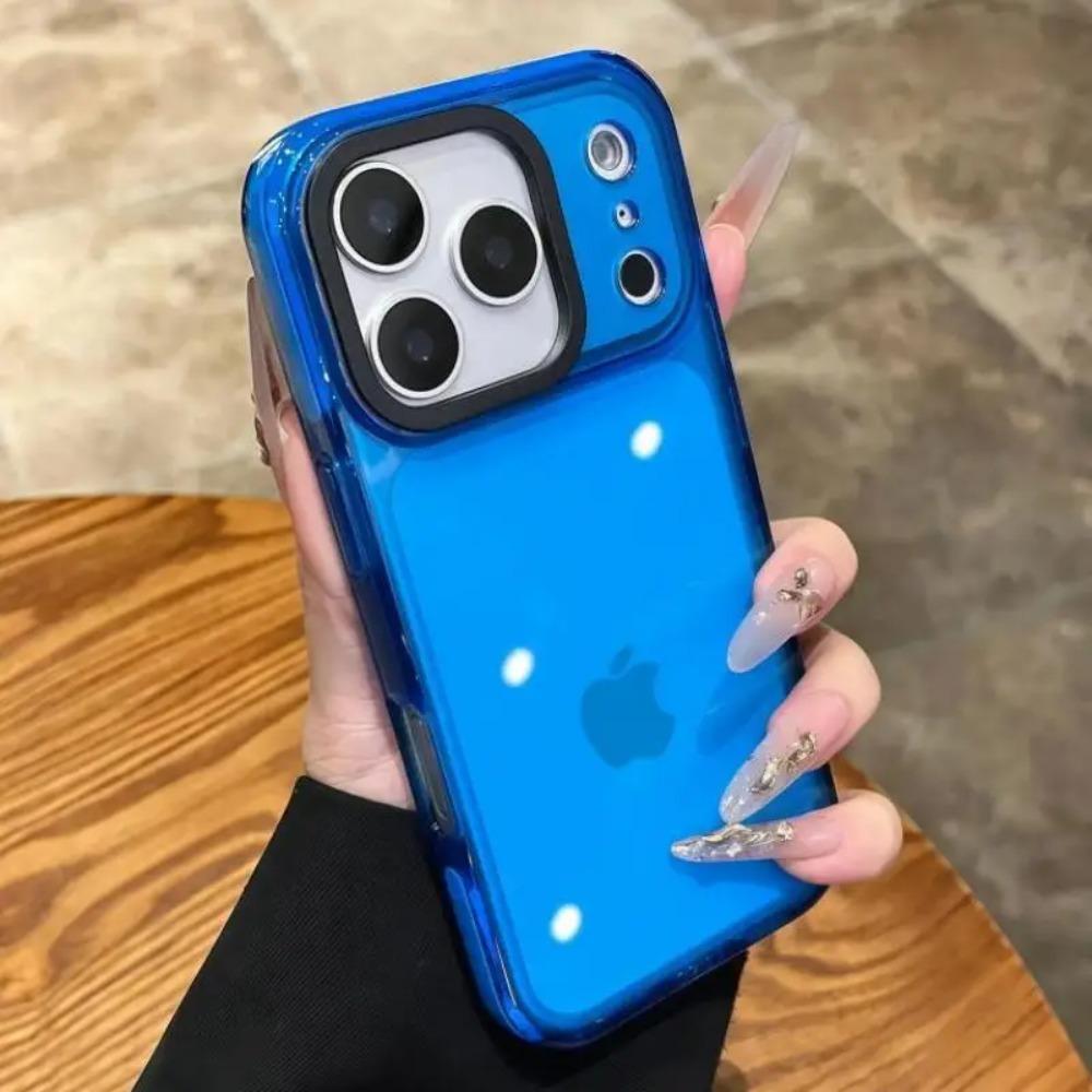 Luxury Transparent Airbag Phone Case For iPhone 17 16 15 Pro Max 14 16 Plus 13 12 11 Contrasting Bumper Shockproof TPU Cover