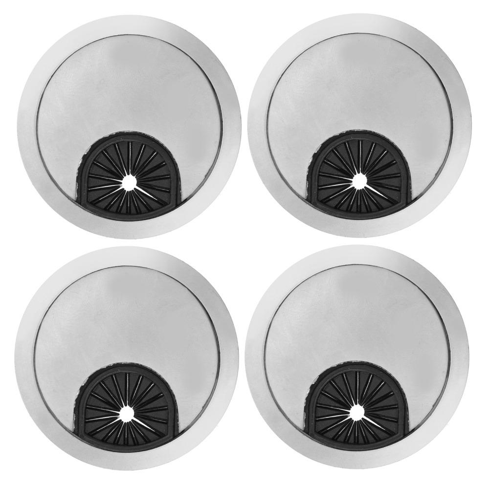 4PCS Brushed Silver Wire Hole Cover Zinc Alloy Cable Hole Cover Desk Cable Grommet Home Office