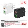 65W Multi-Port Travel Charger: 2C+3A, EU/US/UK Standards, 38W Fast Charge