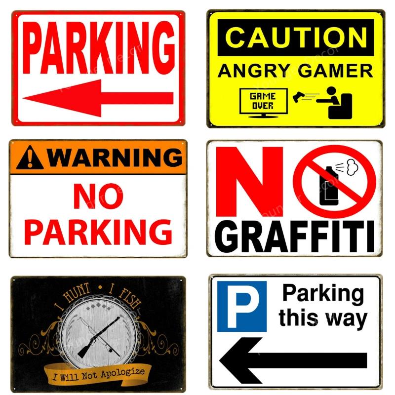 No Parking Metal Signs Tin Poster Caution Danger No Smoking Wall Art Painting Advertising Board Vintage Home Decor YI-212