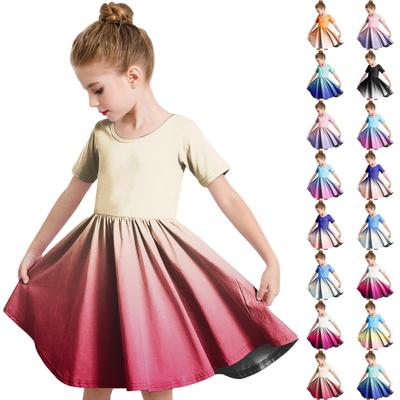 Girl Summer Dress  Toddler Skater Dress Solid Color Short Sleeve Casual A-Line T-Shirt Dress