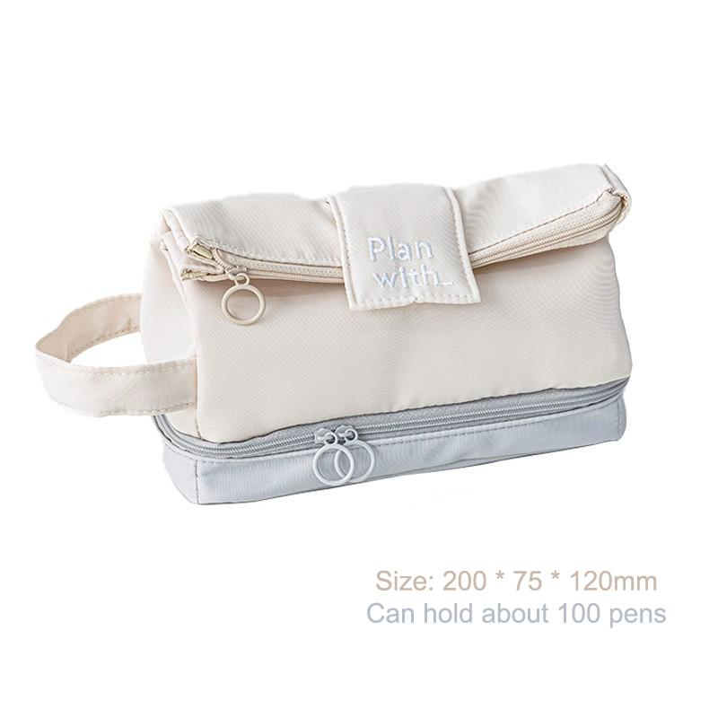

Складная двухслойная сумка для ручек Креативная простая сумка для ручек Большая вместимость Сумка для хранения канцелярских товаров Студенческий пенал Подарки