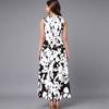 Ladies Oversized Sleeveless Round Neck Dress Fresh Watercolor Blossom Flowy Midi Dress