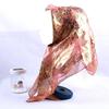 Silk Square Scarf Women Floral Print Embellished Rhinestone Cutwork Woven Headwrap Lightweight Accessory Street Style