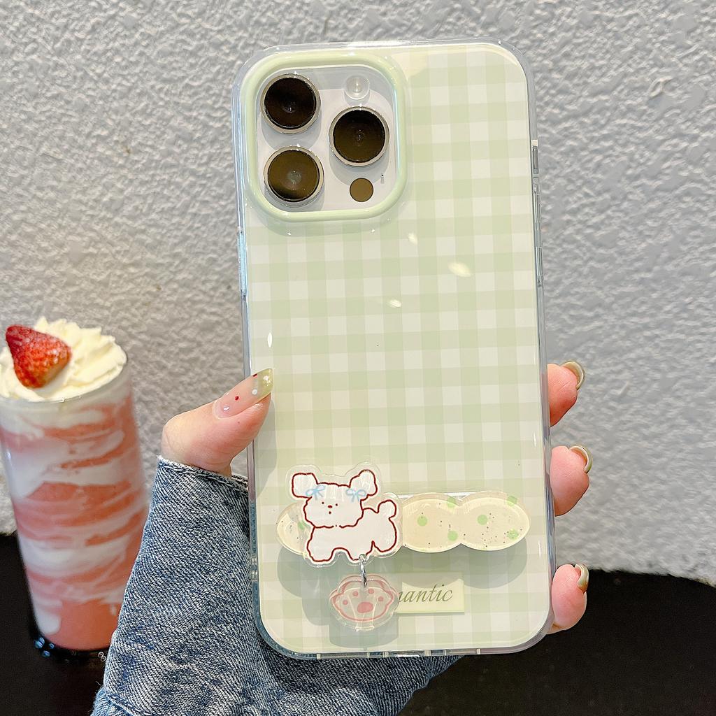 Ins Style Cute Cartoon IMD Stand Phone Case For iPhone 16 15 14 13 Pro Max Protective Back Cover