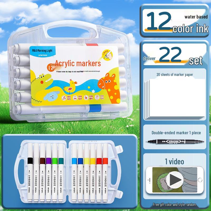 Acrylic Marker Set: Non-Toxic, Layerable, Washable, Non-Bleeding - 24 Colors for Kids
