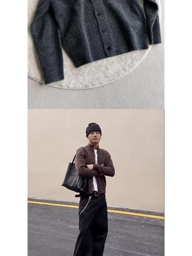 Men's Casual Knitted Lapel Cardigan Sweater - Loose, Versatile, Single-Breasted Perfect for Spring & Autumn