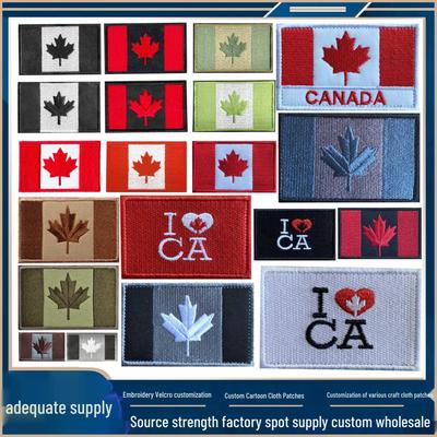 Toppa Ricamata con Bandiera Canadese Disponibile: Toppa Morale con Velcro, Distintivo da Braccio in Tessuto, Termoadesivo