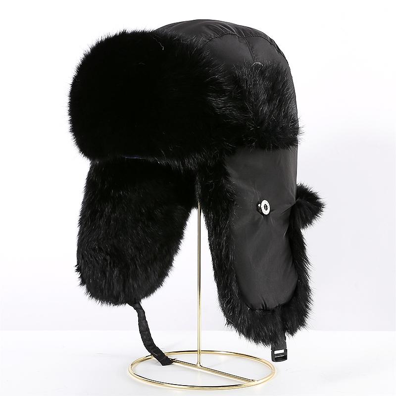 Rabbit Fur Hats Men Winter Thickened Warm Ear Protection Real Rabbit Fur Bomber Hat Cold Protection Outdoor Unisex Fur Ski Hats