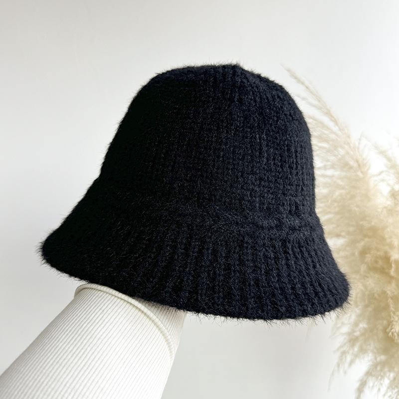 Literary and Versatile Wool Knitted Bucket Hat Autumn and Winter Warm Wool Hat Women Bucket Hat Cover Face