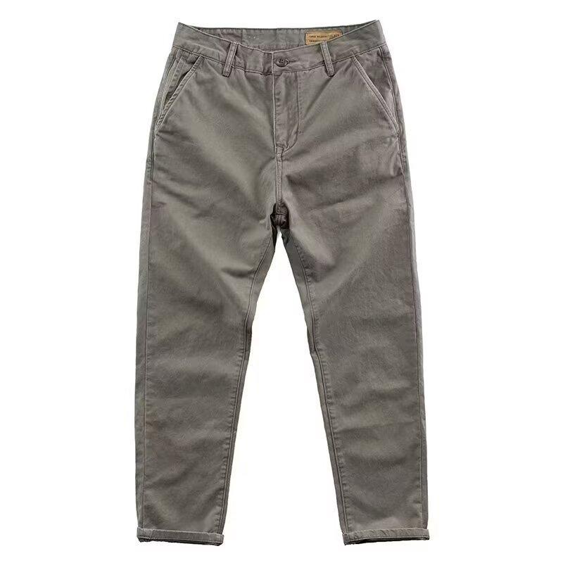 May Kaji elastic casual pants men's retro heavy loose straight solid color versatile tooling trousers tide