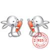 Sweet Shiny White CZ Heart Pierced Earrings for Girls  Sterling Silver Cute Pet Paw Prints Jewelry Daily Party Jewelry