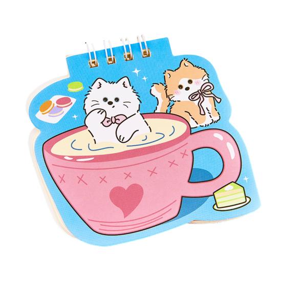 

Cat Mini Spiral Notebooks 3.6 x 3.8 Inch Top-Wire Bound Memo Pads, Cartoon 50 Pages Notepads, Kawaii Notebook Stationery for Notes & Gifts D