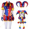 Nuovo Costume Cosplay Pomni The Amazing Digital Circus Abito da Giullare Tuta Rossa e Blu Halloween Carnevale Festa Donna Set Completo