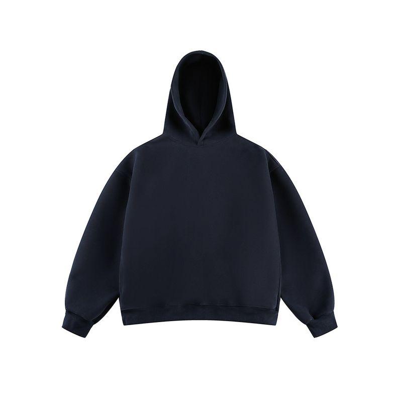 

Dream Made American-Style Cleanfit Hooded Gray Sweatshirt for Men, Autumn and Winter Fleece-Lined Thick Heavy Jacket Navy blue L